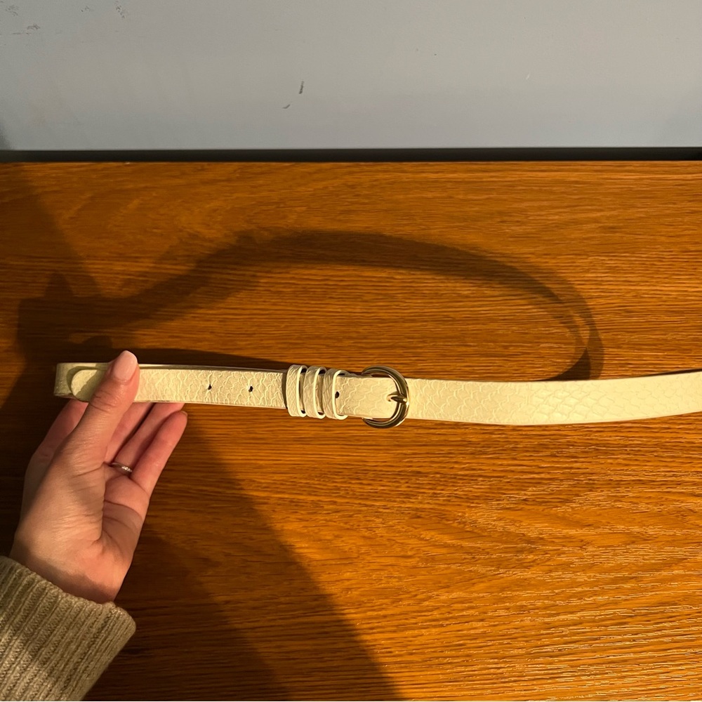 J.Crew Cream Embossed Snake Print Belt